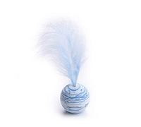 LOKAXXZU 1Pcs Cat Toys Star Balls Plus Feather Eva Material Light Foam Ball Throwing Funny Interactive Toy for Cats Training Pet Supplies,Blue and White
