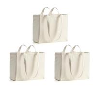 LOKAXXZU Canvas Grocery Bags Reusable Shopping Bags Heavy Duty Tote Bag Foldable Washable with Handles Blank Beach Bags