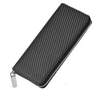LOKAXXZU Carbon Fiber Microfiber Leather Long Zipper Fashion Trend Suitable for Travel, Shopping, Shopping, go Out, Must-Have Items for Gift (Color : Black, Size : S) Wallet(Black)