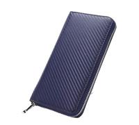 LOKAXXZU Carbon Fiber Microfiber Leather Long Zipper Fashion Trend Suitable for Travel, Shopping, Shopping, go Out, Must-Have Items for Gift (Color : Black, Size : S) Wallet(Blue)