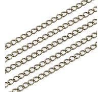 LOKAXXZU Cheriswelry 16.4 Feet(5m) Brass Twisted Chains Soldered Curb Link Chain Cross Decoration Chains Antique Bronze for DIY Earring Bracelets Belts Jewelry Making, 2.7x2x0.4mm