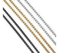 LOKAXXZU Cheriswelry 19.68 Feet(6m)/Set Vacuum Plating 304 Stainless Steel Venetian Chains Unwelded Box Chains 2.5x2.5x1.2-1.3mm Metal Chains with Spool for DIY Necklace Bracelet Jewelry