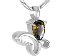 LOKAXXZU Cremation Necklack for Ashescremation Jewelry Jewellery for Men Blue/Purple/Red/Orange/Black Crystal Butterfly Stainless Steel Memorial Urn Pendant for Pet Cremation Ash