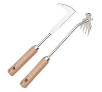 LOKAXXZU Dizzily 2Pcs Dritnow Weed Puller Tool and Crack Weeder, Paver Crevice Uprooting Weeding Removal Tool, 4 Claw Manual Pulling Weeders with Wood Handle for Garden, Driveway and Sidewalk
