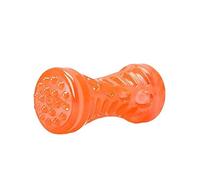 LOKAXXZU Durable Interactive Toy Dog Chew Non-Toxic Tooth Cleaning Puppy Pet Toys Sound Squeaker Rubber Molar Stick Dog Play Game,Orange,Small