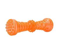 LOKAXXZU Durable Interactive Toy Dog Chew Non-Toxic Tooth Cleaning Puppy Pet Toys Sound Squeaker Rubber Molar Stick Dog Play Game,Orange,Large
