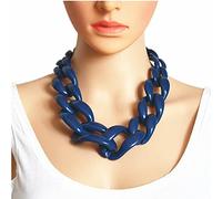 LOKAXXZU Feinny Geometric Statement Pendant Fashion Necklace for Women Girls, Adjustable Length Cuban Link Bohemia Acrylic Big Chunky Chain Necklace Jewelry Gift Sweater Chain