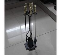 LOKAXXZU Fireplace Tools 5 Pieces Fireplace Tool Set Wrought Iron Fire Toolset W/Poker Shovel Tongs Brush Stand for Firepit Hearth Chimney Outdoor/Indoor Fireplace Heavy Duty Tools 31 Inch Black W