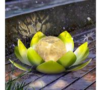 LOKAXXZU Garden Solar Light Outdoor(2Pack),Crackle Globe Glass Lotus Decoration, Waterproof Metal LED Flower Lights for Patio,Lawn,Walkway,Tabletop,Ground