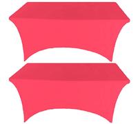 LOKAXXZU Gowinex 2 Pack 4FT Fuchsia Spandex Tablecloth Stretch Fitted Table Cover for Rectangular Table Event, Wedding, Banquet and Parties