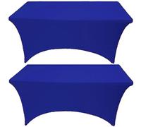 LOKAXXZU Gowinex 2 Pack 4FT Royal Blue Spandex Tablecloth Stretch Fitted Table Cover for Rectangular Table Event, Wedding, Banquet and Parties