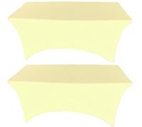 LOKAXXZU Gowinex 2 Pack 6FT Ivory Spandex Tablecloth Stretch Fitted Table Cover for Rectangular Table Event, Wedding, Banquet and Parties
