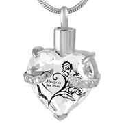 LOKAXXZU Keepsake Cremation Urn Necklace for Ashes Always Engraved in My Heart Bereavement Jewelry-O
