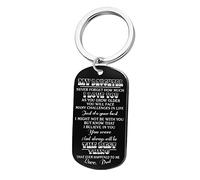 LOKAXXZU Keychain, Keychain Stainless Steel,Dog Tag Engraved Encouraging Words Womens Keychain Silver/Black