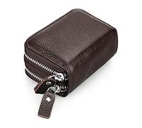 LOKAXXZU Leather Unisex Credit Card Holders Zipper Pocket Coin Purse Passport ID Card Organizer Bag Wallet(Coffee)