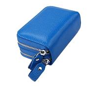 LOKAXXZU Leather Unisex Credit Card Holders Zipper Pocket Coin Purse Passport ID Card Organizer Bag Wallet(Blue)