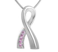 LOKAXXZU Lockets Necklace Pink Crystal Ribbon Pet Ash Pendant/Necklace Memorial Ashes Human Ashes Urn Cremation Urn Pendant