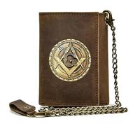 LOKAXXZU Masonic AG Symbol Genuine Leather Wallets, Men's Unique Freemasons Card Holder Purse, Vintage Travel Wallet(Style 5)