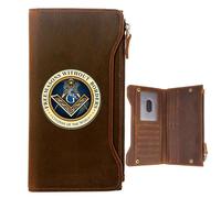 LOKAXXZU Men's Unique Freemasons Genuine Leather Wallets, Masonic AG Symbol Card Holder Luxury Gift Purse, Slim Vintage Travel Wallet with Privacy Protection(MA91)