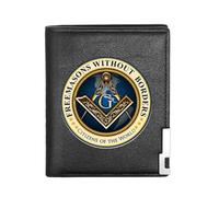 LOKAXXZU Men's Unique Freemasons Genuine Leather Wallets, Masonic AG Symbol Card Holder Luxury Gift Purse, Slim Vintage Travel Wallet with Privacy Protection(MA11 Black)