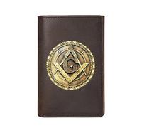 LOKAXXZU Men's Unique Freemasons Genuine Leather Wallets, Masonic AG Symbol Card Holder Luxury Gift Purse, Slim Vintage Travel Wallet with Privacy Protection(MA81)