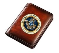LOKAXXZU Men's Unique Freemasons Genuine Leather Wallets, Masonic AG Symbol Card Holder Luxury Gift Purse, Slim Vintage Travel Wallet with Privacy Protection(MA61)