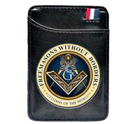 LOKAXXZU Men's Unique Freemasons Genuine Leather Wallets, Masonic AG Symbol Card Holder Luxury Gift Purse, Slim Vintage Travel Wallet with Privacy Protection(MA21 Black)