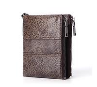 LOKAXXZU Men's Wallet Short Anti-Theft Brush Men's Card Bag Wallet Double Zipper Money Clip