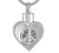 LOKAXXZU Peace in My Heart Cremation Ashes Necklace Steel Stainless Steel Commemorative urn Human Humanity Jewelry Silver