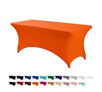 LOKAXXZU Peomeise 8FT Spandex Table Cover Rectangular Stretch Spandex Tablecloth (Orange,8FT)