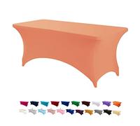 LOKAXXZU Peomeise 8FT Spandex Table Cover Rectangular Stretch Spandex Tablecloth (Peach,8FT)