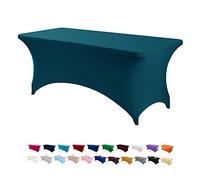 LOKAXXZU Peomeise 8FT Spandex Table Cover Rectangular Stretch Spandex Tablecloth (Peacock,8FT)