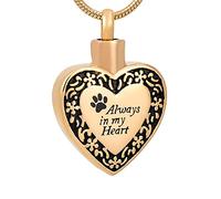 LOKAXXZU Stainless Steel Always in My Heart Delicate Ashes Holders Pendants Necklaces Women Man-B