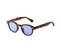 LOKAXXZU Vintage Rivet Tortoiseshell Round Sunglasses Women Men Retro Yellow Blue Lens Square Sun Glasses