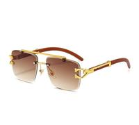 LOKAXXZU Wooden Sunglasses For Men Square Rimless Sunglasses Women Wood Grain Vintage Fashion Outdoor Cycling Glasses