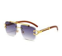 LOKAXXZU Wooden Sunglasses For Men Square Rimless Sunglasses Women Wood Grain Vintage Fashion Outdoor Cycling Glasses