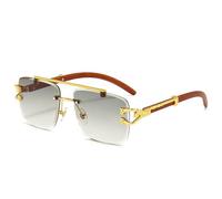 LOKAXXZU Wooden Sunglasses For Men Square Rimless Sunglasses Women Wood Grain Vintage Fashion Outdoor Cycling Glasses