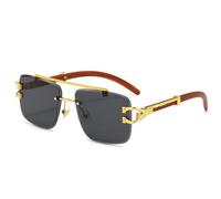 LOKAXXZU Wooden Sunglasses For Men Square Rimless Sunglasses Women Wood Grain Vintage Fashion Outdoor Cycling Glasses