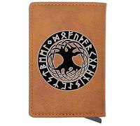 LOKAXXZU Yggdrasil - Tree of Life - Unique Pop Up Card Holder Wallet for Mens, 7 Card Capacity + Cash Slot, Slim Viking Wallet Holds, Men's Portable Card Case(Brown)