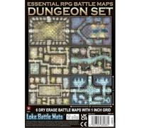 Loke BattleMats Essential Roleplay Game Battle Maps Dungeon Set | Accessory, Compatible with 5E and Fantasy RPG, 6 Modular Dungeon Maps Dry Erase, 3 Double-Sided Folding Sheets
