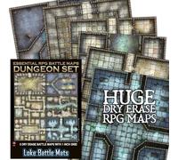 Loke BattleMats Essential Roleplay Game Battle Maps Dungeon Set | Accessory, Compatible with 5E and Fantasy RPG, 6 Modular Dungeon Maps Dry Erase, 3 Double-Sided Folding Sheets