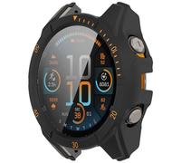 LOKEKE Compatible with Garmin Tactix 8 Amoled Full Coverage PC Protective Case Cover Tempered Glass Screen Protector Compatible with Garmin Tactix 8 Amoled 47mm(Black + Orange)