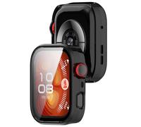 LOKEKE Compatible with Huawei Watch Fit 4 Pro Full Coverage PC Protective Case Cover Tempered Glass Screen Protector Compatible with Huawei Watch Fit 4 Pro(Black)