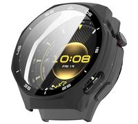 LOKEKE Compatible with Huawei Watch GT 6 Pro Full Coverage PC Protective Case Cover with Scale Tempered Glass Screen Protector Compatible with Huawei Watch GT 6 Pro 46mm(Black)