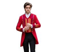 LOKETA Mens Circus Ringmaster Costume Ring Master Showman Barnum Cosplay Tailcoat Halloween Uniform (Red, Small)