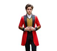 LOKETA Mens Circus Ringmaster Costume Ring Master Showman Barnum Cosplay Tailcoat Halloween Uniform (Black, Large)
