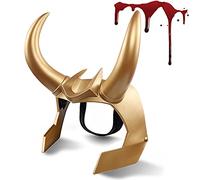 Loki Helmet Horns Fancy Gold Superhero Costume Accessories Fun Halloween Carnival Dress Up Outfit and Birthday Gift for Role Playing Lovers