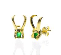 Loki Helmet Stud Earrings,Creative Helmet earrings,Valentine's Day Earrings,Emerald Inlaid Loki Helmet Earrings,Green Rhinestone Earrings,Trendy Women's Earrings