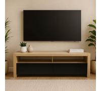Loki Natural Oak Veneer Coffee Table with Black Gloss Finish Drawers