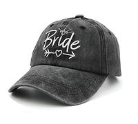 LOKIDVE Women's Bride Hat Embroidered Distressed Tribe Baseball Cap for Wedding Party, Bride - Black, One Size